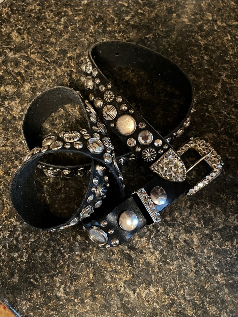 Rhinestone Leather Belt